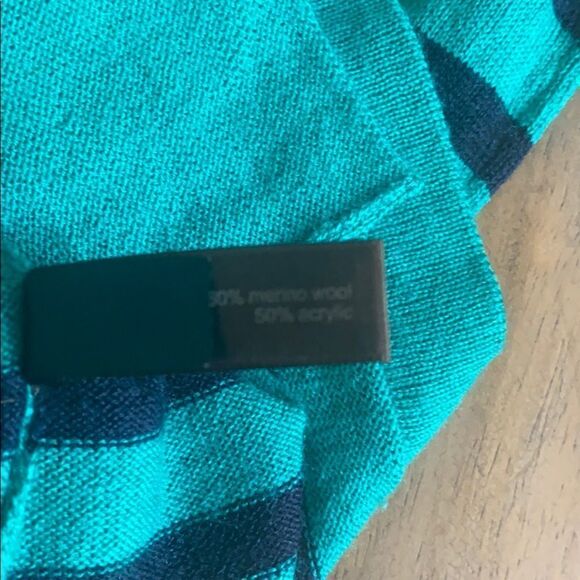 The Limited XS Green & Blue Stripe Sweater Longe Sleeves Two Small Front Pockets - Picture 7 of 7